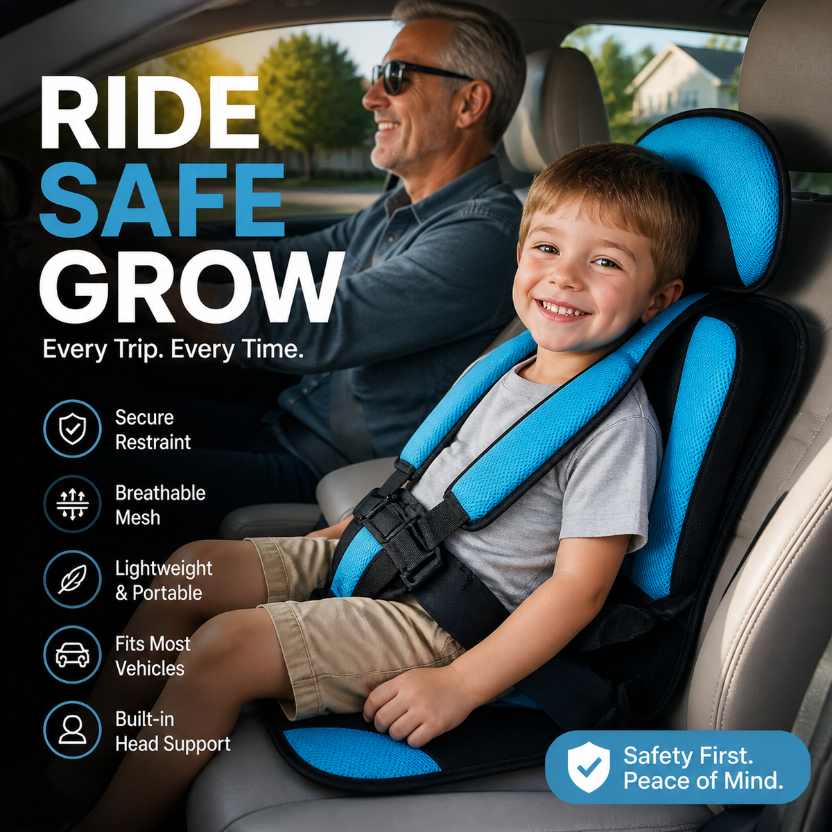 📢📢50% OFF !! ⏰Portable Car Seat – 5-Point Safe, Folds Anywhere