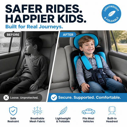 📢📢50% OFF !! ⏰Portable Car Seat – 5-Point Safe, Folds Anywhere